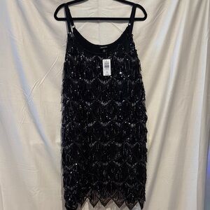 Torrid Black Sequin Fringe Midi Dress